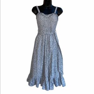 Saints + Secrets Blue Floral Smocked Sleeveless Dress Size Small NWT
